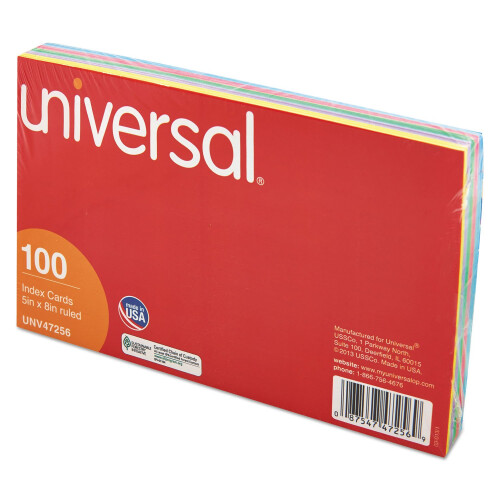 Universal Indekskort Ruled 5 X 8 Assorted 100/pak 1