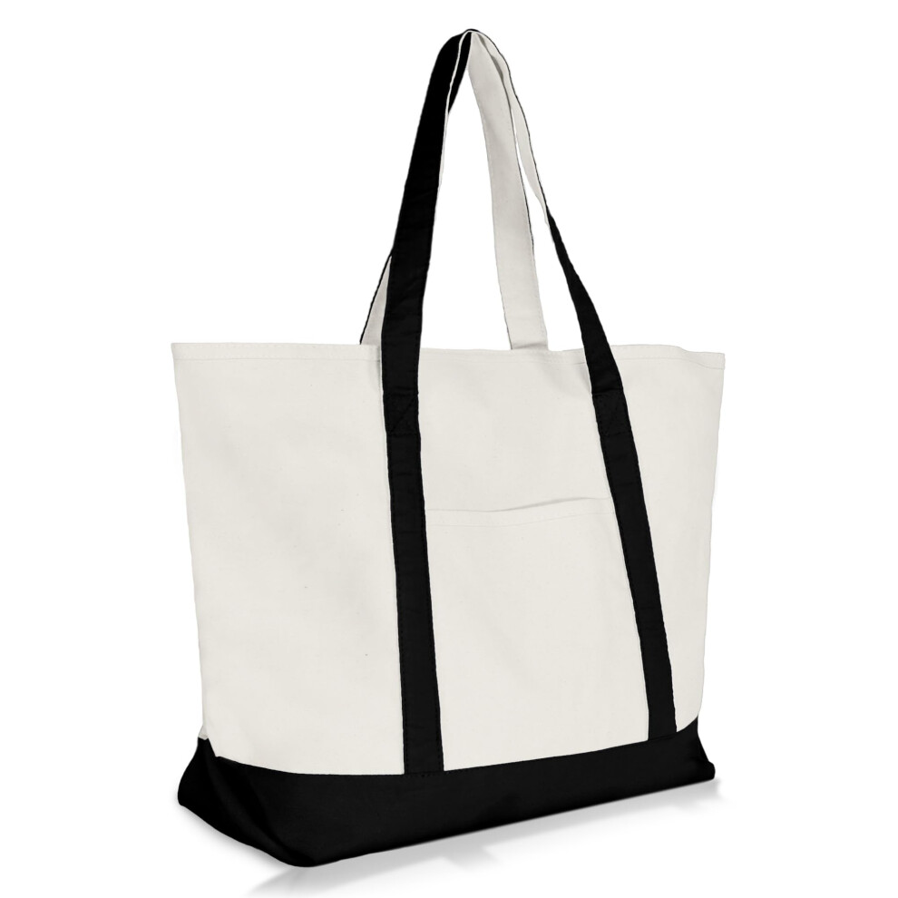 Grand sac fourre-tout zipp    en toile de coton DALIX 55 cm (22 po) noir