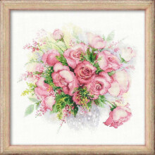 RIOLIS 1335 - Akvarelliruusut - Ristipistopakkaus 28 x 28 cm Zweigart 14 kpl. Valkoinen AIDA 22 v ri - R1335