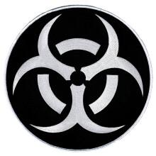 Symbol biologick ho nebezpecenstva, velk vy van n ivka, na ehlovac symbol nebezpecenstva, biele logo na ciernom podklade