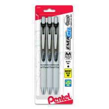 Pentel EnerGel Pearl intrekbare gelpen (0,7 mm) metalen punt, medium punt, accentzwarte inkt, 3-pack