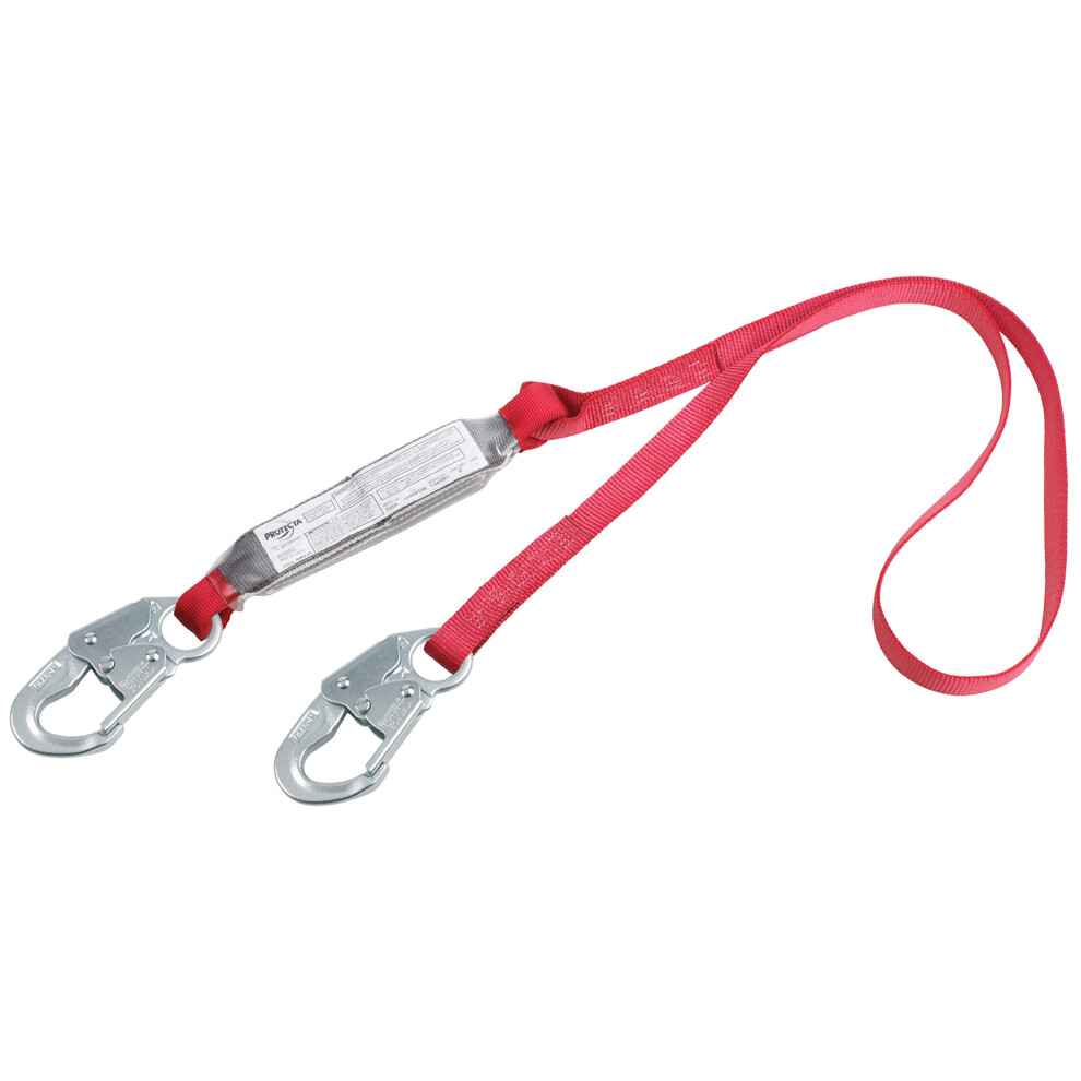 3M Protecta PRO Pack 1341004  4-Foot Shock Absorbing Lanyard  With Snap Hook at Each End  310-Pound Capacity  Red/Gray