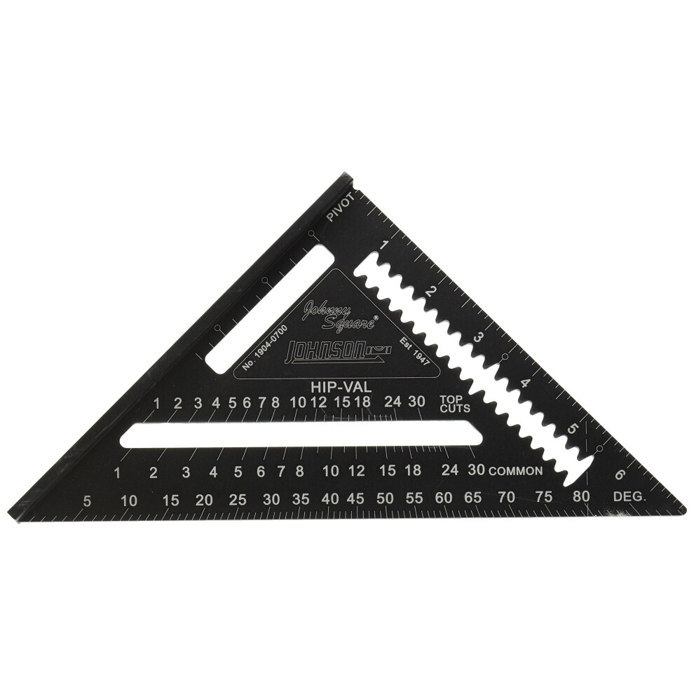 Photos - Carpenter Square / Ruler JOHNSON Level & Tool 1904-0700 Johnny Square Professional Easy-Read Aluminum Rafter Square 7 Black 1 Square