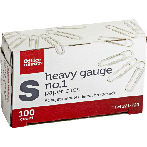 Κλιπ Χαρτιού Office Depot, Νο. 1, Ασημί, 100 Κλιπ Ανά Κουτί, Πακέτο 5 Κουτιών 1