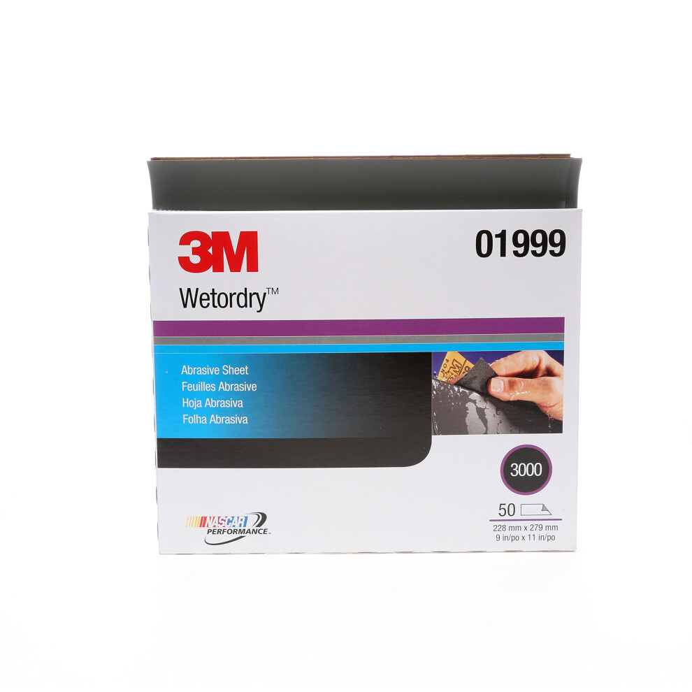 3M Wetordry Abrasive Sheet  01999  3000  9 in x 11 in  50 sheets per carton