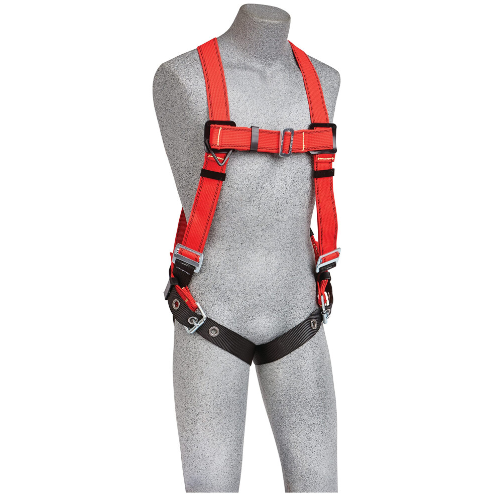 3M Protecta PRO 1191384 Fall Protection Full Body Welders Harness  With Back D-Ring  Tongue Buckle Legs  420 Pound Capacity  Extra Large  Red/Black