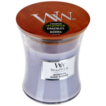 Woodwick Medium Hourglass Candle Lavendel Spa - Premium Soja Blend Wax Pluswick Innovation 60 Hour Burn Time