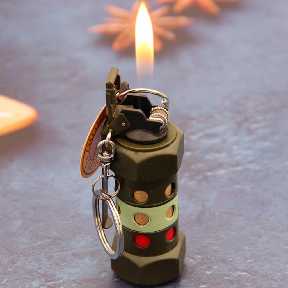 Yeuligo Grenade Creative Personality Wheel Inflatable Open Flame Shape With Key Chain Military Pendant Lighter 825