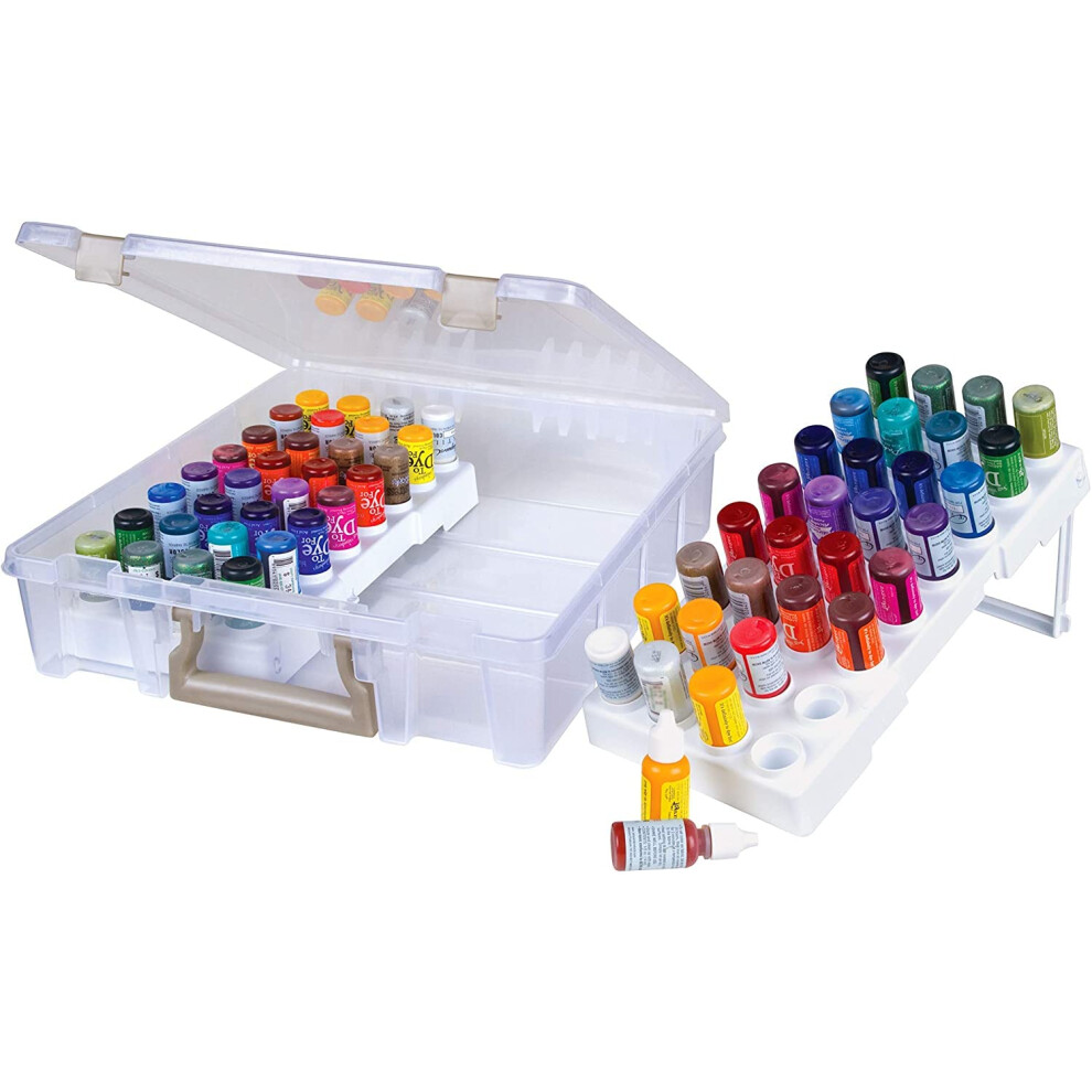 ArtBin 6959AB Bottle Storage Super Satchel  Portable Carrying Case - Organizes up to 32 individual 0.5oz Bottles  Clear