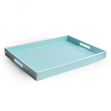 Bandeja rectangular American Atelier Carry de 14 x 19 pulgadas con asa, color verde azulado, de 14 x 19 pulgadas