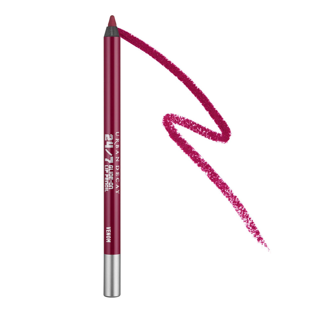 URBAN DECAY 24/7 Glide-On Waterproof Lip Pencil (Venom - Rich Plum), Smudge-Proof, Longwearing Lip Liner, Smooth & Creamy Colors, Moisturizing Formula