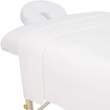 Set di lenzuola per massaggi in flanella ForPro Premium, 3 pezzi, bianche, per lettini da massaggio, include lenzuolo piano per massaggi, lenzuol