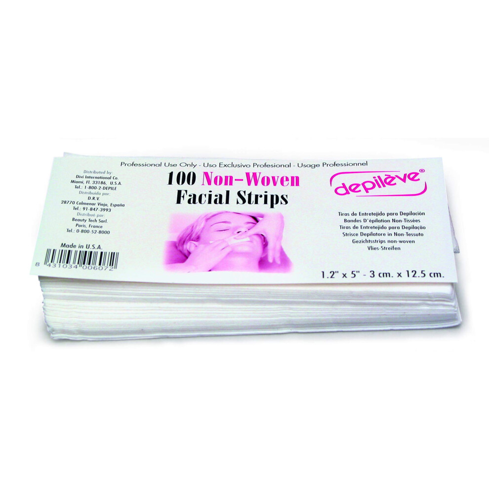 Ontharen Depileve Facial Wax Strips - Hair Removal Waxing Strips For Face Eyebrow And Lip Nonwoven Wax Strips Pack Of 100 Wax Strips