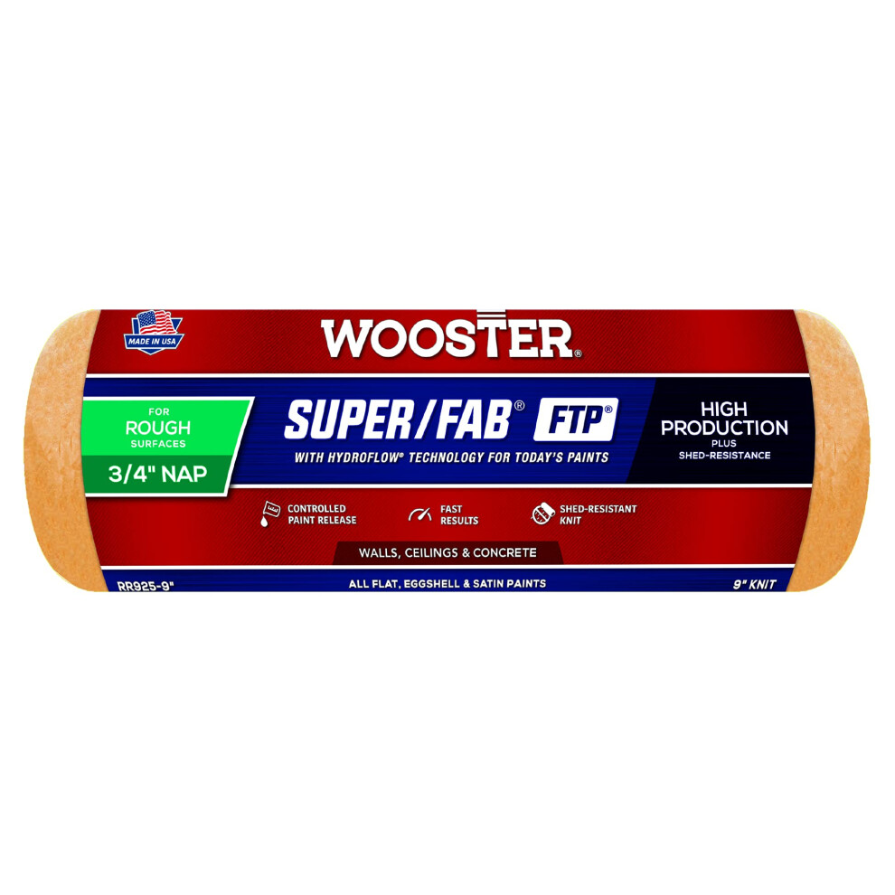 Wooster Brush RR925-9 Inch Super Fab FTP Roller Cover  3/4-Inch Nap-image-OPC-PGFDDSH-NEW