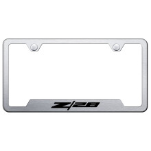 Au-Tomotive Gold Laser Etched Logo Cut-out nummerplade ramme til Chevy Z28 (børstet krom)