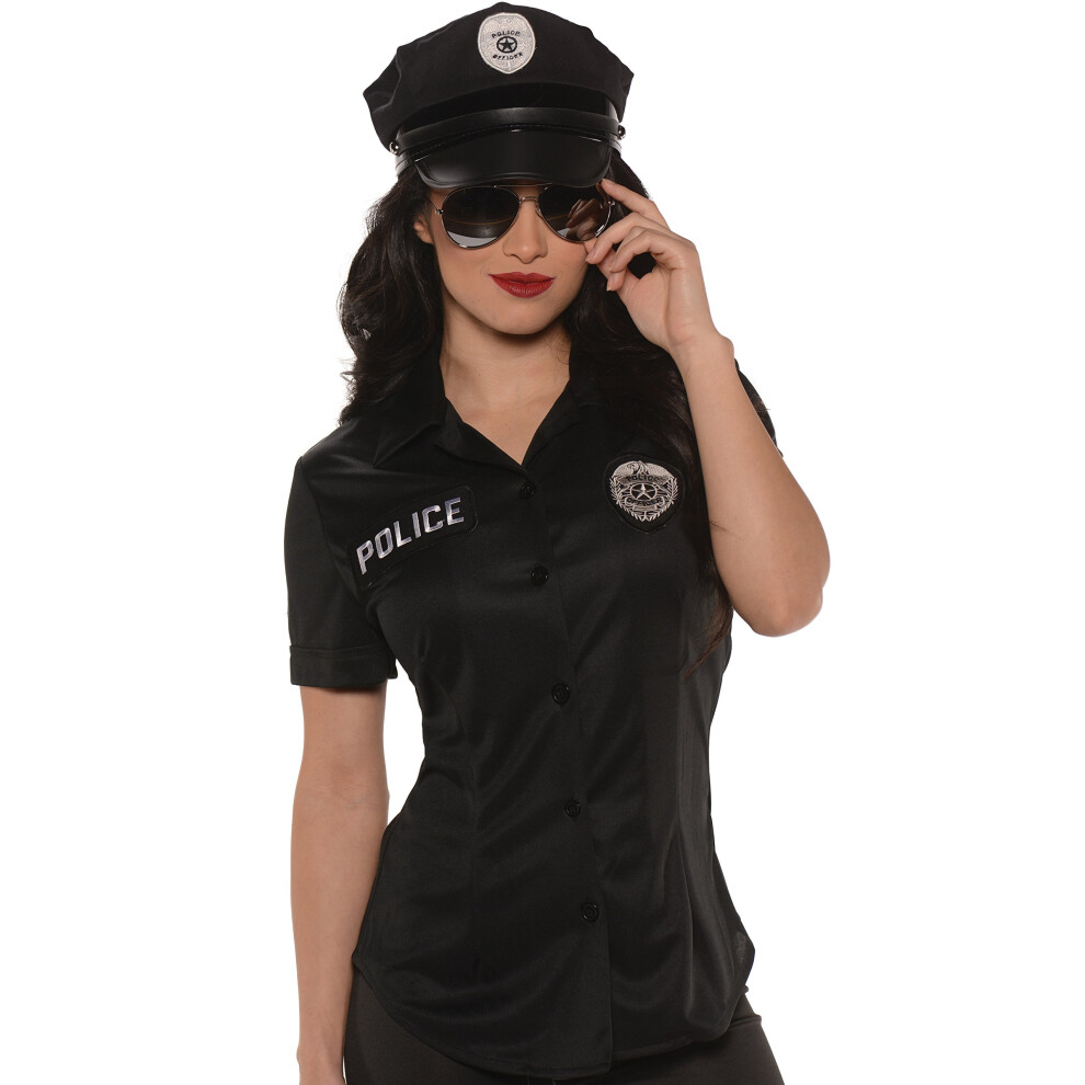 Photos - Fancy Dress Underwraps Women's Police Fitted Shirt Black X-Large Black 28311 XL