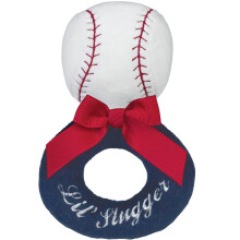 Bearington Baby Lil Slugger 5,5 inch rood, wit en blauw pluche baby honkbal zachte ringrammelaar