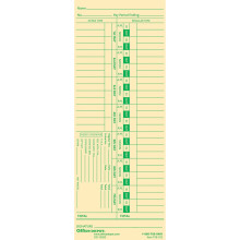 Office Depot Tijdkaarten met aftrekposten, wekelijkse dagen 1-7, enkelzijdig 8,5 x 22,5 cm, Manila, verpakking van 100 GB-735312