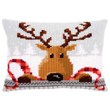 Vervaco Cross Stitch Christmas Bordado Kits Frente de travesseiro para a auto -embrulha com padr   o de bordado em 100% algod   o 15 75 x 15 75 poleg