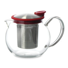 Forlife Bola Teapot de sticla cu infuzor de co? 25oz./750ml. Rosu