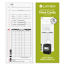 Lathem Universal Payroll/Job Time Cards  Double-Sided  For Lathem 7000E / 7500E Time Clocks  100 Pack  E79-100  White