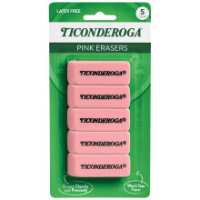 Ticonderoga Wedge Erasers Pink 5 Count