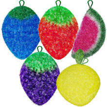 Fun Dish Scrubber van Dish Scrubbie (3PK Mix) - Fruitvormige keukenspons Afwassen - Herbruikbare sponzen voor schrobben Schoonmaken Afwassen - Geen g