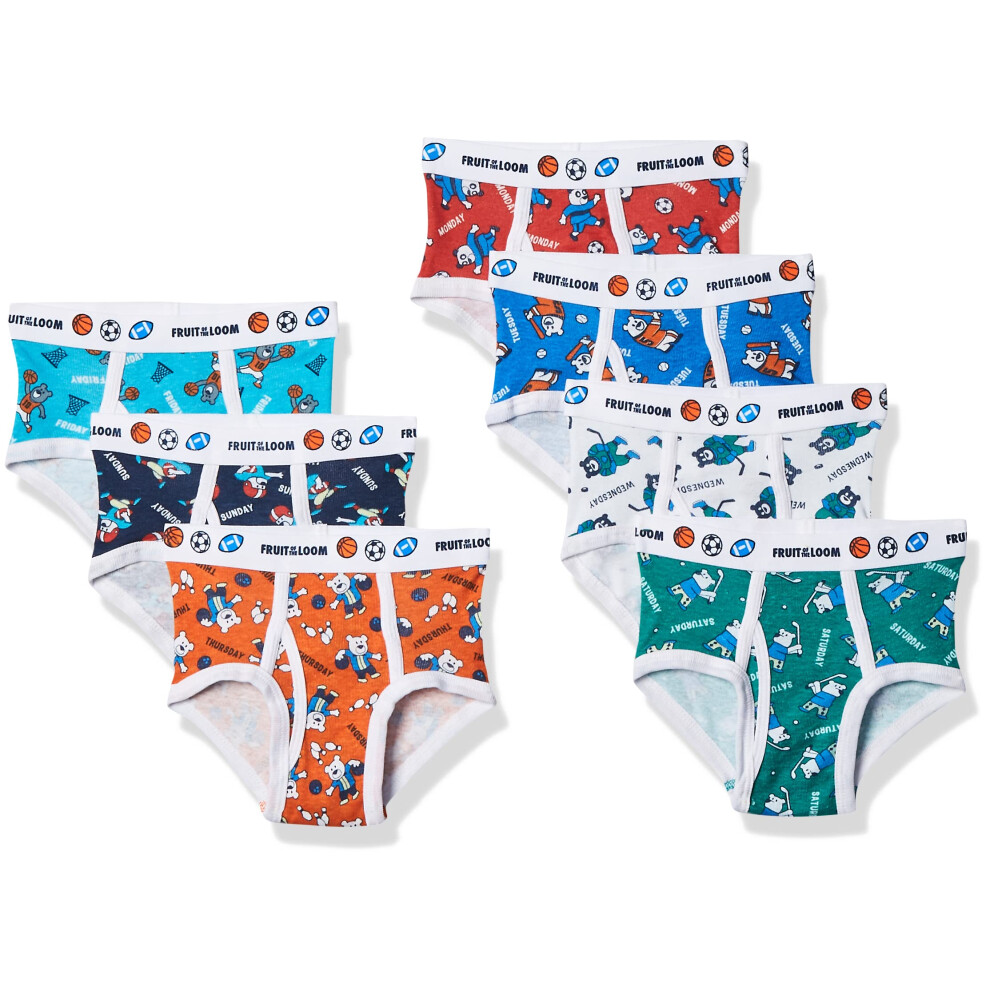 Fruit of the Loom boys Tag Free Cotton briefs underwear  Toddler  7 Pack Days Week  2-3T US