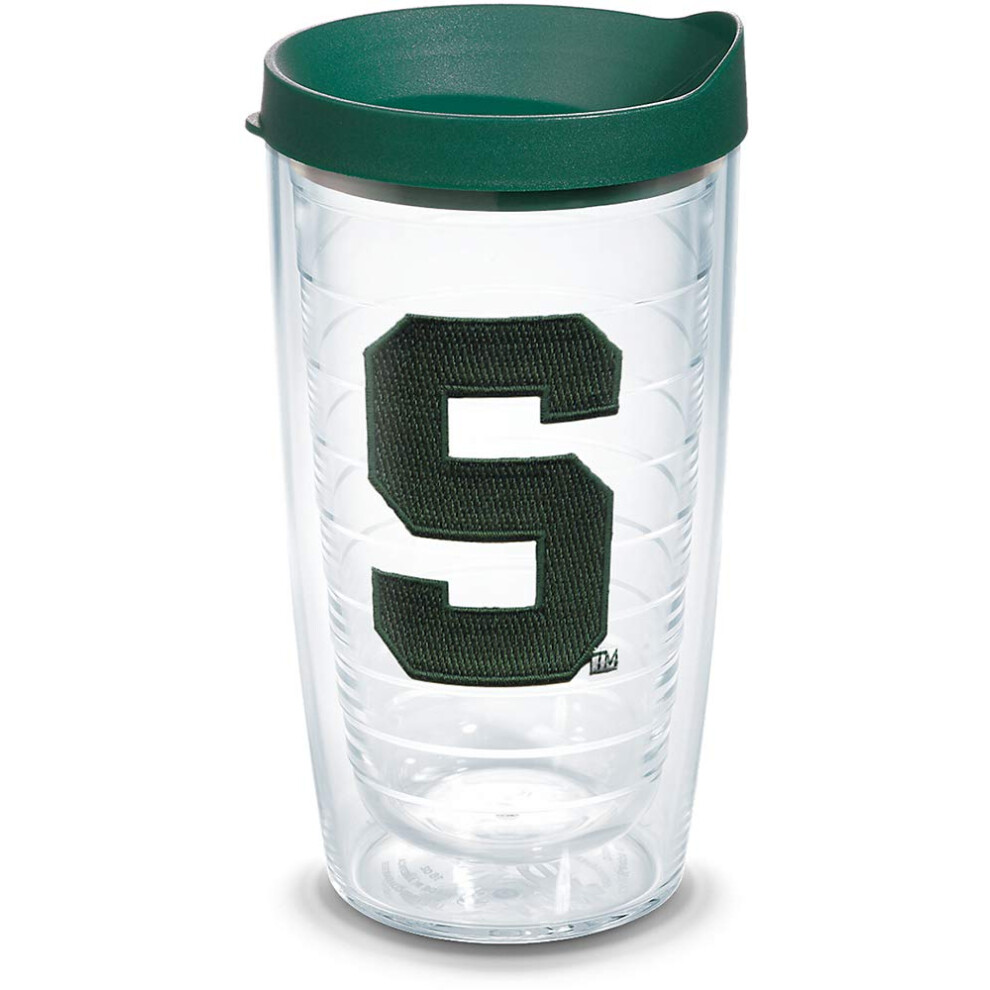 Vaso Tervis Michigan State Spartans Block S Con Emblema Y Tapa Verde Cazador, 16 Oz, Transparente-image