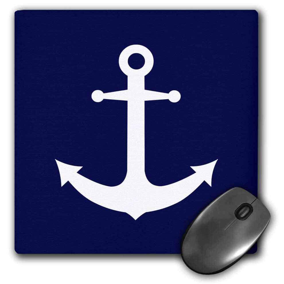 3Drose Llc 8 X 8 X 0.25 Inches Mouse Pad Navy And Nautical Anchor Design (Mp_165798_1) Blue/White 888414204548