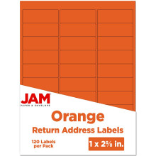JAM PAPER Rcksendeadressenetiketten  Standardversand  1 x 2 5/8  Orange  120 Versandetiketten/Packung