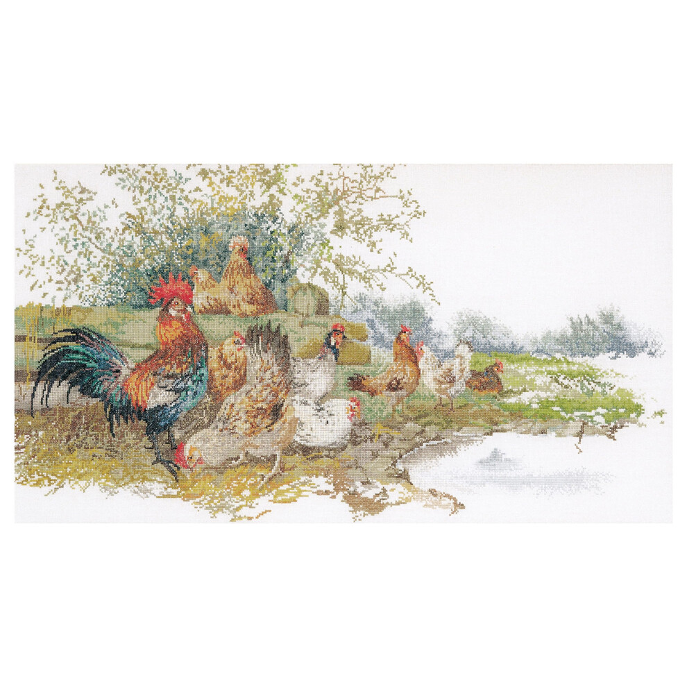 Thea Gouverneur ? Kreuzstich-Set Mit Z Hlmuster ? H Hner ? Aida ? 16-F Dig ? Stickset F R Erwachsene ? Dmc-Stickgarne Und Andere Kreuzstich-Su-image