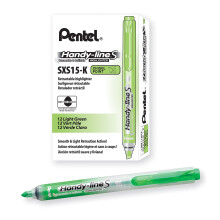 Pentel Handy-Line S einziehbarer und nachfllbarer Textmarker mit Keilspitze, hellgrne Tinte, 12er-Box (SXS15-K)