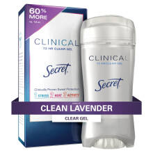 Secret Clinical Strength Clear Gel Antiperspirant för kvinnor, Clean Lavender, 2.6 oz