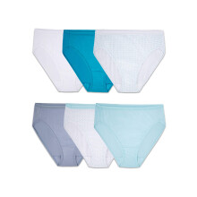 Slip intimo da donna Fruit of the Loom Eversoft Cotton (taglie normali e taglie forti) Hi Cut - Confezione da 6 colori assortiti, taglia 10 US