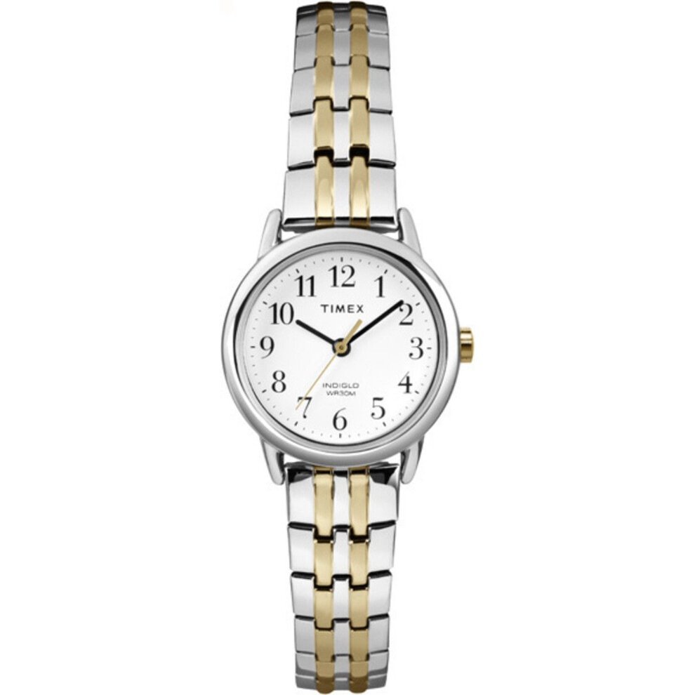 Timex Women's Easy Reader 25mm Watch - Silver-Tone Case White Dial with Two-Tone Expansion Band