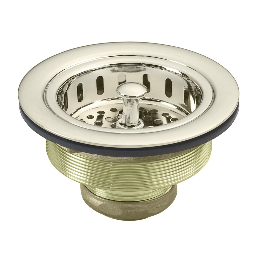 Westbrass D214-05 3-1/2"""""""" Post Style Large Kitchen Sink Basket Strainer Polished Nickel 747028214056