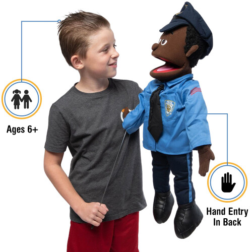 Poupée Ventriloque Policier Noir 25" Corps Complet 1