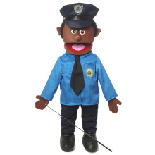 25"""" poliisin musta mies kokovartaloinen vatsapuhuja-tyylinen nukke