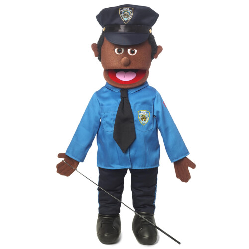 Poupée Ventriloque Policier Noir 25" Corps Complet