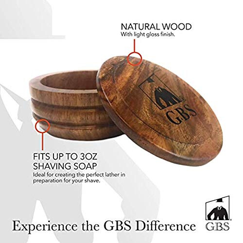 G.B.S Holz Rasierbecher mit Deckel 8,9 cm Durchmesser 2