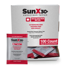Sun X 30+ SPF individuele zonnebrandcr?epakketten Reisformaat - Verpakking van 100 Paraben Oxybenzone & White Cast Free Broad Spectrum SPF Zonnebrand