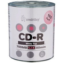 Smartbuy CD-R da 100 dischi, 700 MB/80 min, 52x, con coperchio bianco, dati vergini registrabili, supporto multimediale