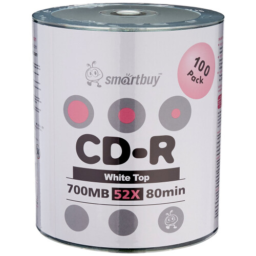Smartbuy 100 δίσκοι 700mb/80min 52x CD-R Λευκός Κενός Δίσκος Εγγραφής