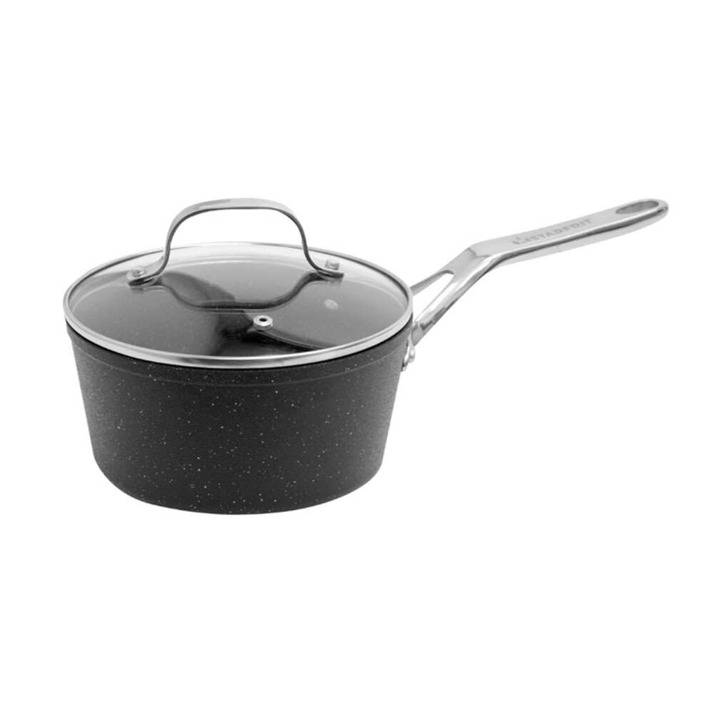 Casserole 3 litres THE ROCK de Starfrit avec couvercle en verre et poign   e en acier inoxydable noir