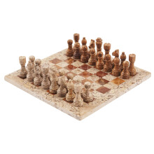 Radicaln Marmor Schackset 12 Tum Röd och Korall Handgjord Spel för Vuxna - 1 Schackbräde & 32 Pjäser - 2 Spelare
