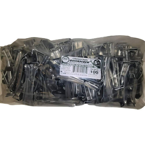 Quick Screw 5"""" 100 Pack Premium Hidden Rain Gutter Bracket Hook Hangers with Screw Clip Style