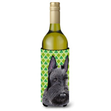Caroline's Treasures SC9306LITERK Scottish Terrier St. Patrick's Day Kleeblatt-Portrt, Weinflaschen-Umarmung, Flaschenkhler-Hlle, Hugger, maschine
