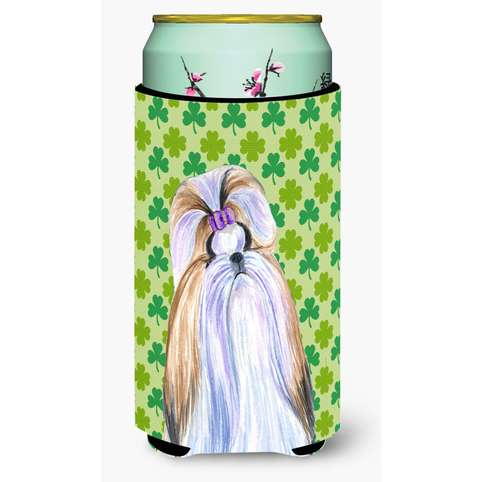 Caroline's Treasures SS4396TBC Shih Tzu St. Patrick's Day Shamrock Portrait Tall Boy Hugger Can Cooler Sleeve Hugger Machine Washable Drink Sleeve Hug-image