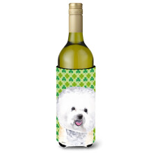 Caroline's Treasures SC9282LITERK Bichon Frise Shamrock Wine Bottle Cooler Sleeve